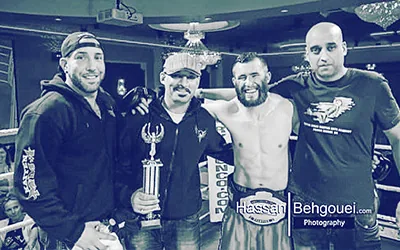 Welterweight title night with the coaching team